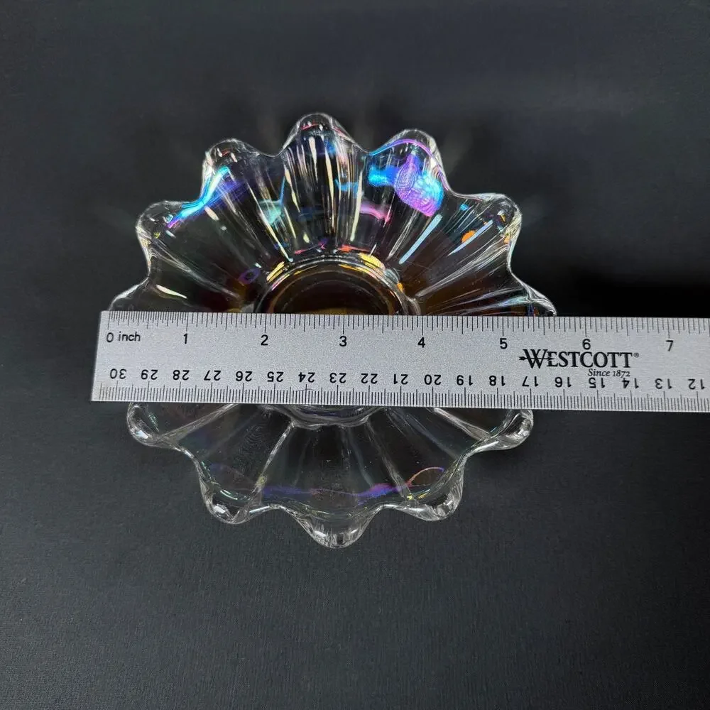 Lot of 2 Vintage Federal Glass Company Iridescent Celestial plate bowl 5.5